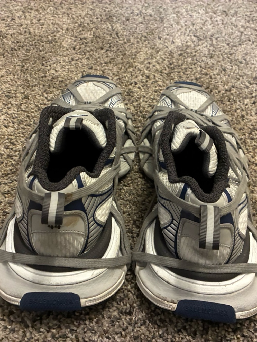 Balenciaga 3xl Gray White Blue Mesh Cage Runner Sneakers - Picture 2 of 3